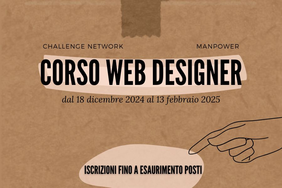 Corso web designer, iscrizioni fino a esaurimento posti, dal 18 dicembre 2024 fino a febbraio 2025