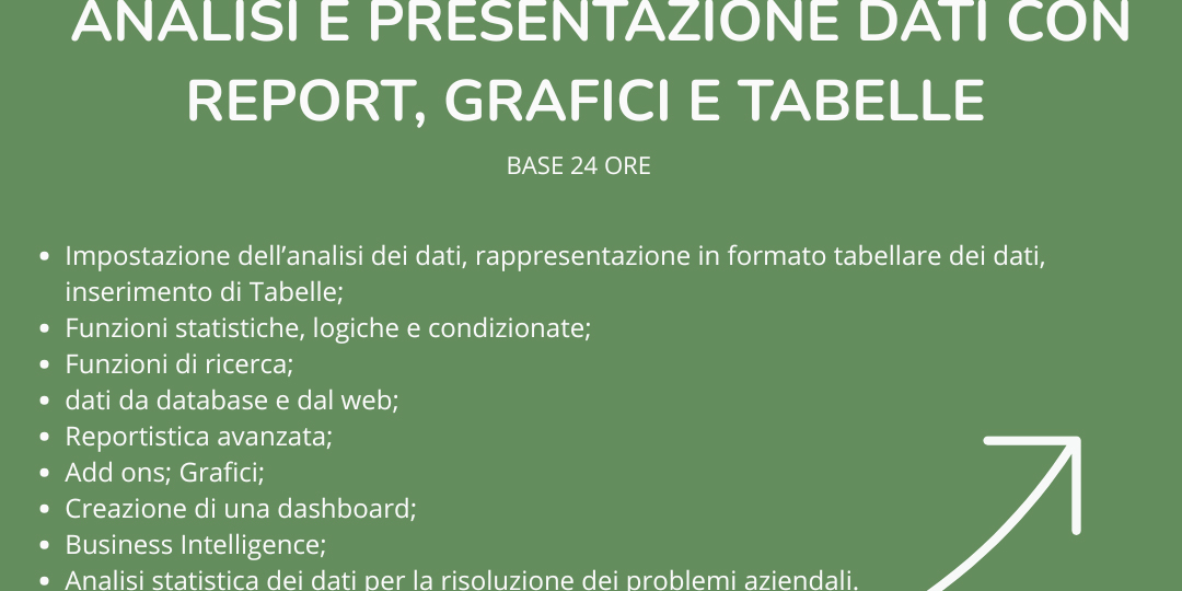 Percorso di formazione - Analisi e presentazione dati con report, grafici e tabelle (base)