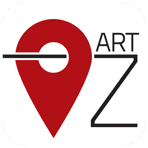 icona app artzonzo scritta nera e immagine rossa su sfondo bianco