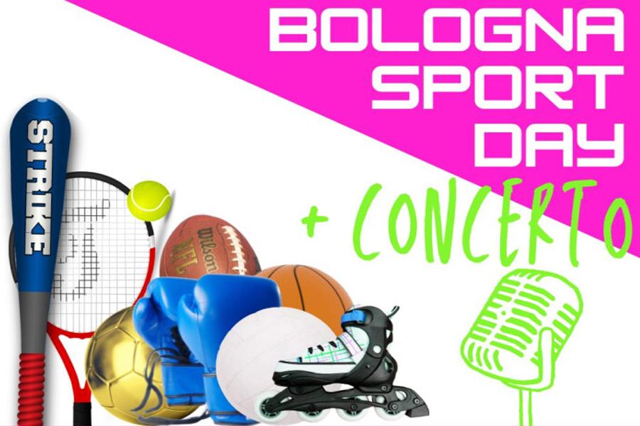 Vari oggetti sportivi con titolo dell'evento