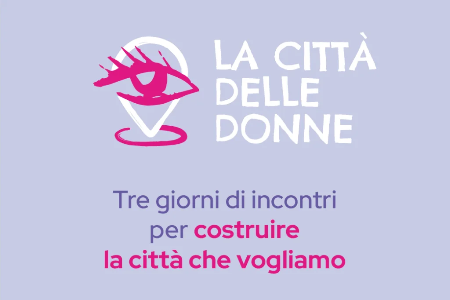 La città delle donne con logo maps e occhio