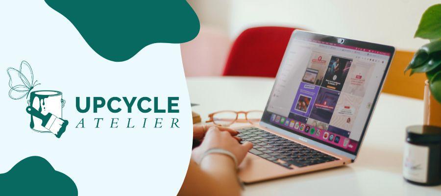 persona che usa i social media con logo dell'azienda