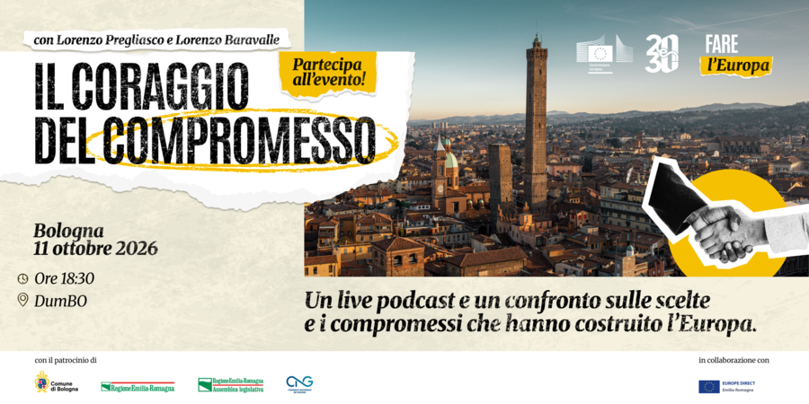 grafica evento il coraggio del compromesso live podcast