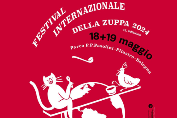 locandina festa zuppa con gatto e pollo 