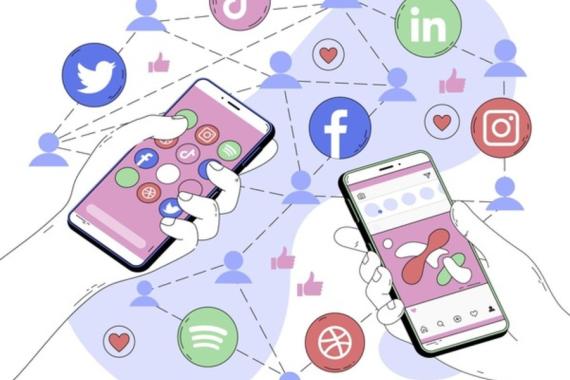 grafica ritraente le icone dei social media