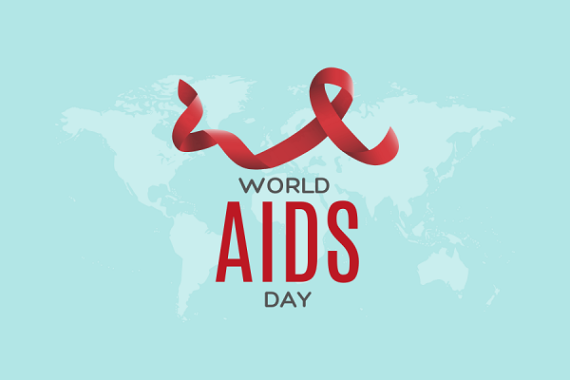 world aids day con fiocco rosso su mondo