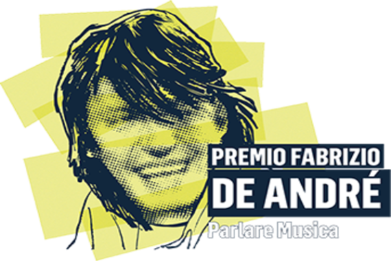 logo del premio Fabrizio De Andrè con il volto dell'artista e il suo nome sopra